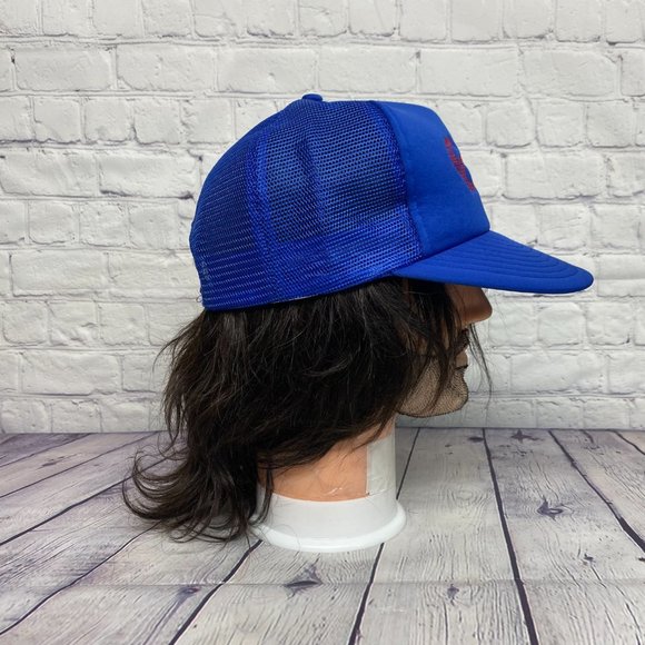 Vintage Hat Cap Snapback Blue C. C. Road Contracting Williams Lake Trucker Mesh - Picture 2 of 9